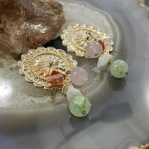 Carolyn Pollack Sterling Concho w/Multi Gemstone Beads Stud Earrings For Women - Picture 3 of 10